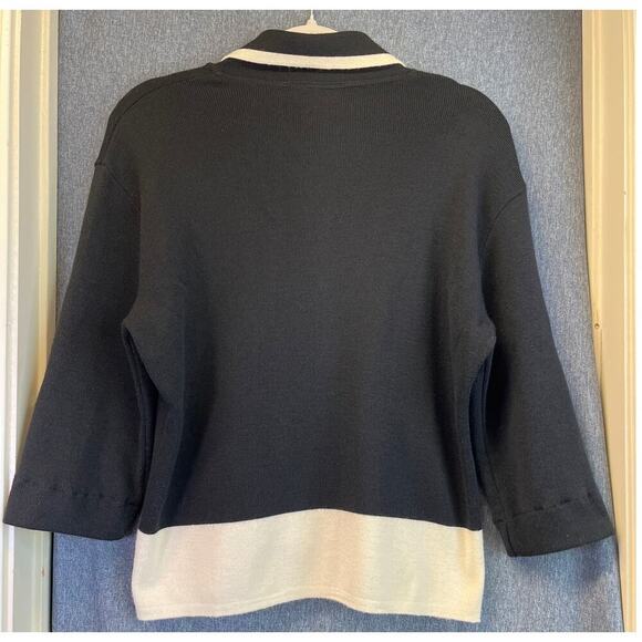 Clorindia Womens Full Jacket Block ColorBlack/White MerinoWool Blend Career Wear - Picture 2 of 10